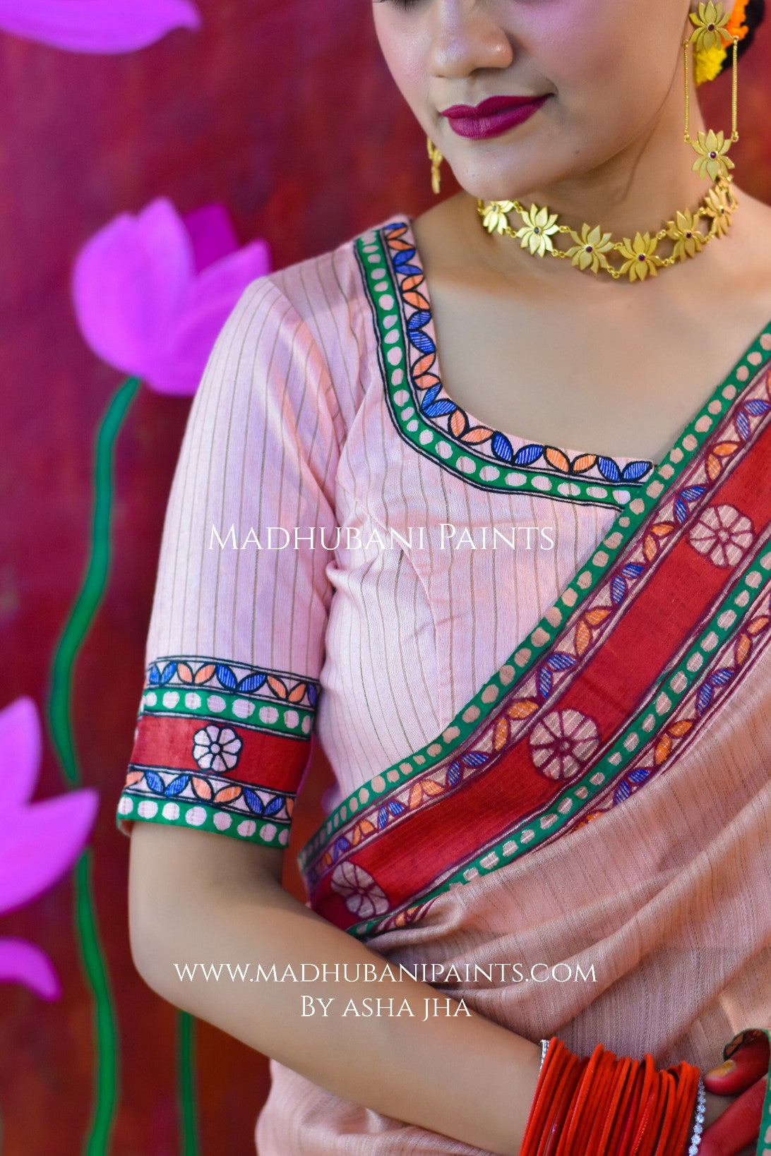 VRAT VARDHINI Chhath Puja Handpainted Madhubani Chanderi Blouse