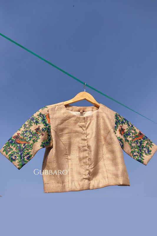 'Sparrow' Hand painted 'Madhubani Blouse