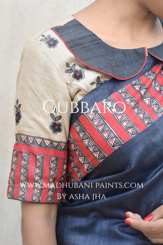 'SHATAKSHI' Handpainted Madhubani Tussar Silk Blouse