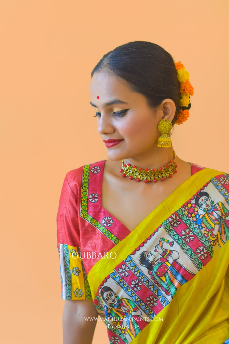 'UMA' Handpainted Madhubani Tussar Silk Blouse