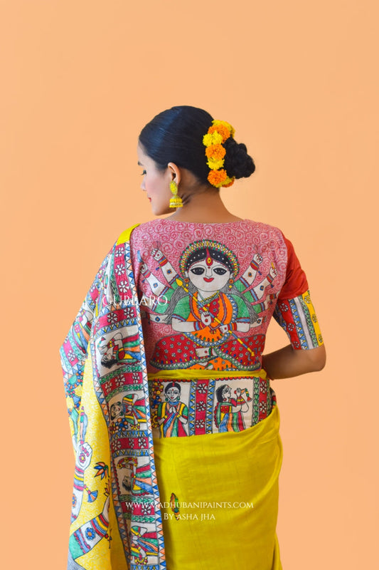 'UMA' Handpainted Madhubani Tussar Silk Blouse