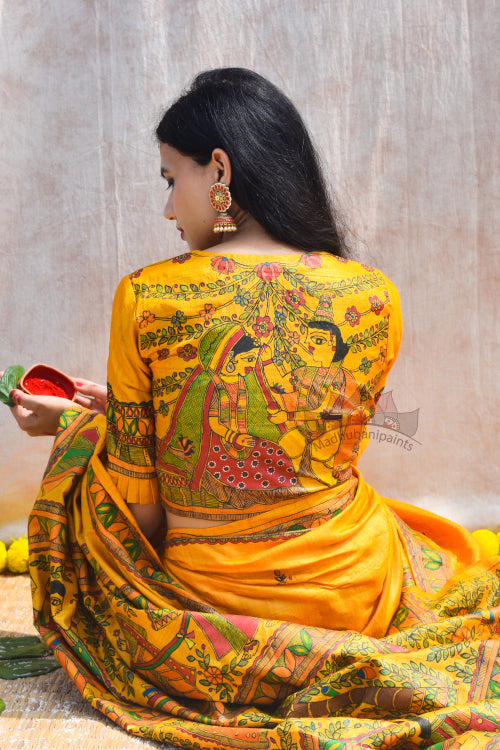 'VIVAH' Handpainted Madhubani Tussar Silk Blouse