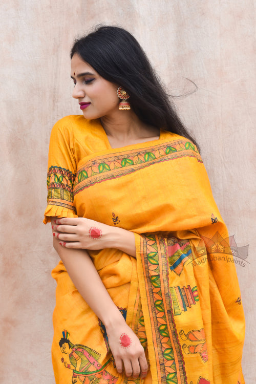 'VIVAH' Handpainted Madhubani Tussar Silk Blouse