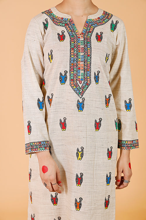 'Nandi' Handpainted Madhubani Cotton Kurta