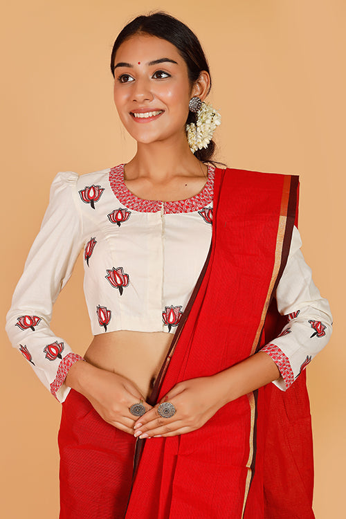 'Samvidkamal' Handpainted Madhubani Cotton Blouse