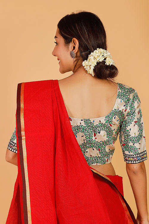 'Rangeen Bagiyaa' Handpainted Madhubani Tussar Silk Blouse