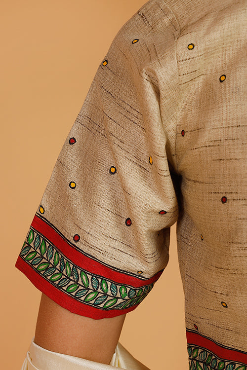 'Mithila Motif' Handpainted Madhubani Cotton Blouse