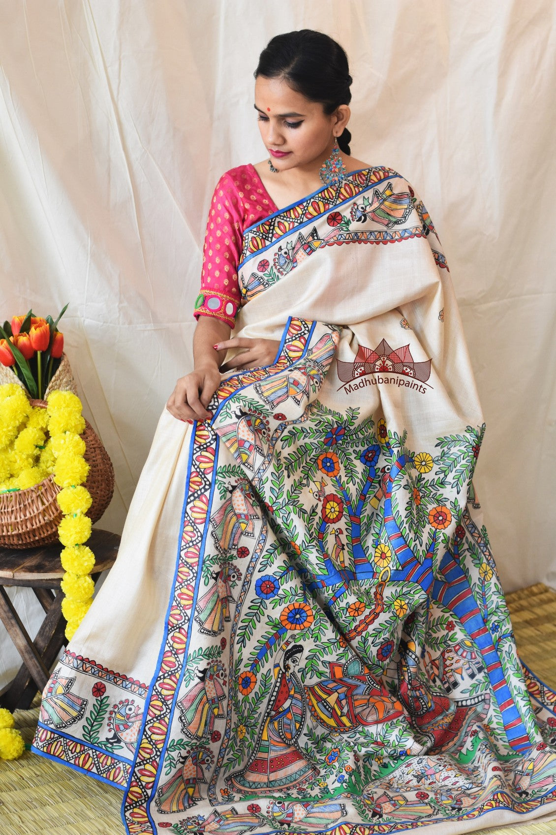 Hand Painted Saree at Rs 5300 | Hand Painted Saree in New Delhi | ID:  15203643812